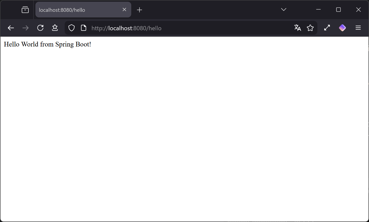 Hello World ejecutado en el navegador desde el contenedor final