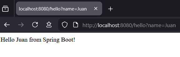 Navegador web con la respuesta de la API al pasar parámetro en la URL