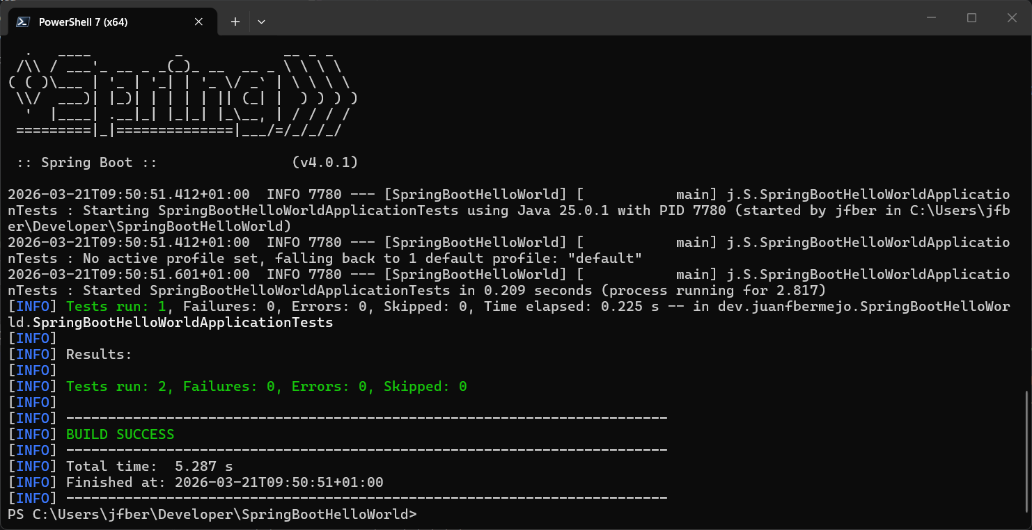 Consola donde se comprueba que los tests han finalizado correctamente